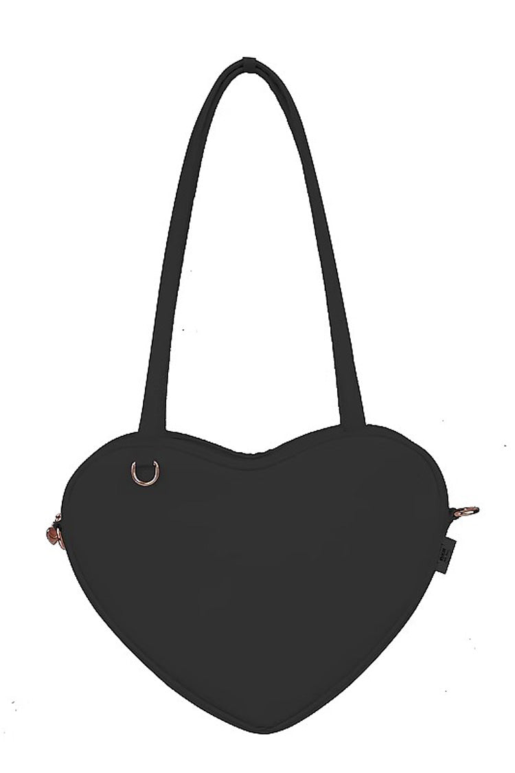 Solid Color Sweet Love Heart Lolita Shoulder Bag 6 Colors - Black - 4