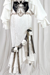 White [Star Gate] Palace Style Ruffle Bowknot Gothic Lolita Fishtail Skirt 2 Versions - Product - 7