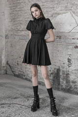 Black Heart Shaped Hollow High Waist Bow Women's Steam Punk Dress - Product - 2