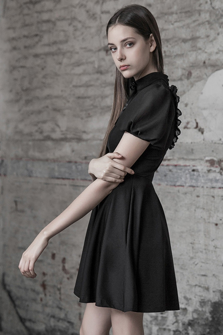 Black Heart Shaped Hollow High Waist Bow Women's Steam Punk Dress - Product - 3