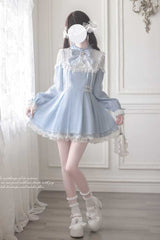 Aqua [Angel Heartbeat] Long Sleeves Bowknot Lace Sweet Jirai Kei Japanese Dress - Product - 6