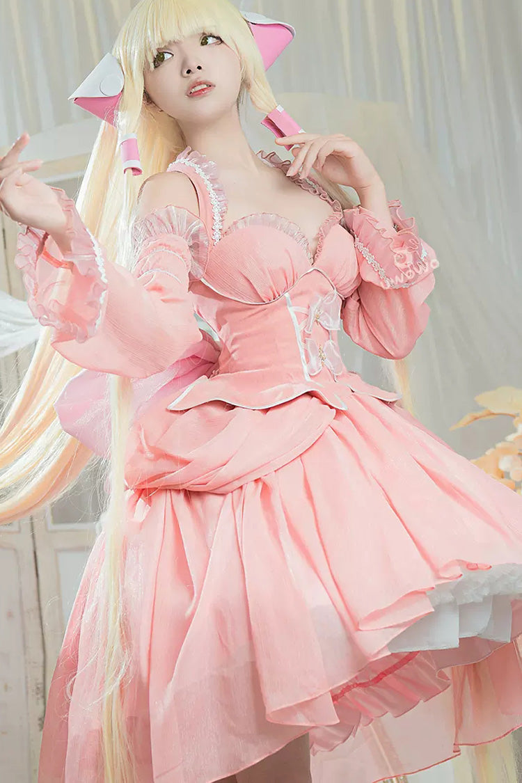 Pink Humanoid Computer Angel Bowknot Lace Sweet Princess Lolita Jsk Dress - Pink - 1
