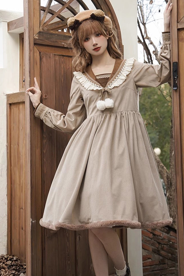 Brown Coco Diary Long Sleeves Autumn Winter Sweet Princess (Dress Only) detail view 6