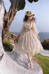 Ivory Time Letter Multi-layer Print Ruffle Bowknot Daily Sweet Elegant Lolita Dress - Product - 4