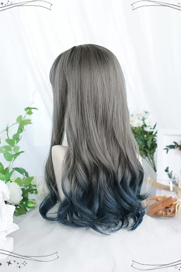 Gray/Blue Gradient Long Curly Sweet Lolita Wigs - Product - 3