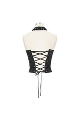 Black Leather Lace Necklace Metal Chain Rivet Women's Punk Corset Set - Product - 7