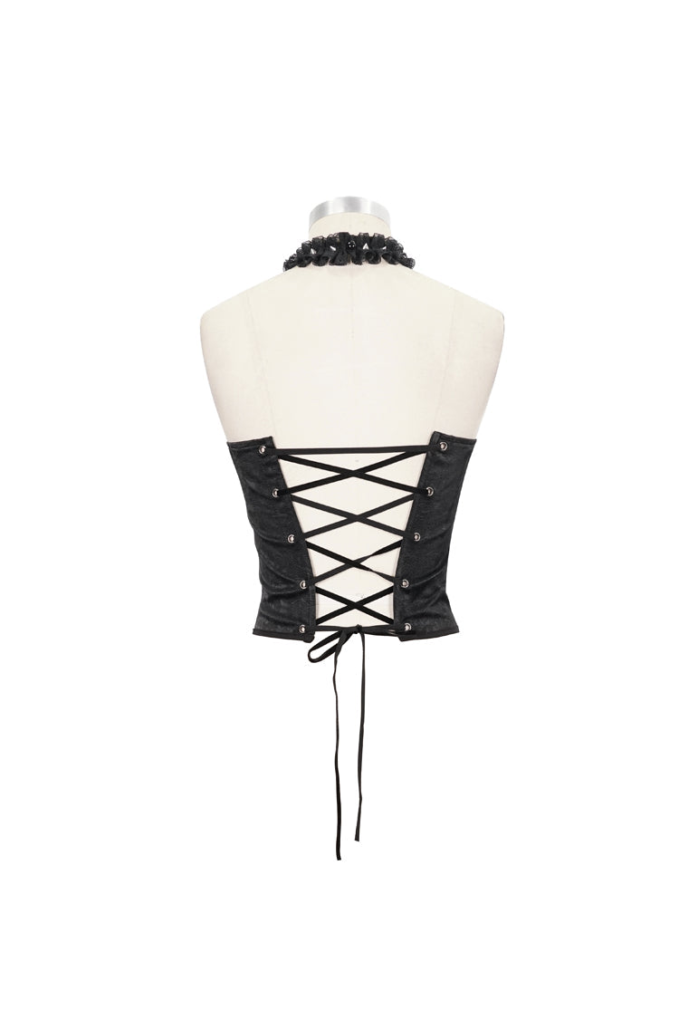 Black Leather Lace Necklace Metal Chain Rivet Women's Punk Corset Set - Product - 7