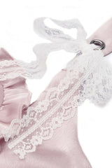 Pink Ruffled Love Heart Lace-Up Women's Lolita Princess Bustier - Product - 12