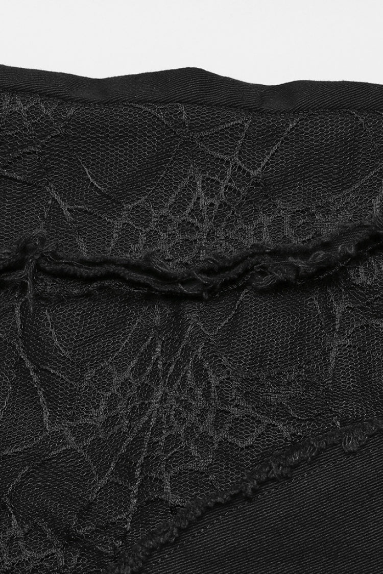 Black Stitching Spider Mesh Ripped Men's Punk Pants - Product - 9