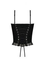 Dark Red Cross Shoulder Straps Jacquard Lace-Up Women's Gothic Overbust Corset - Product - 18