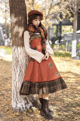 [Autumn Chronicles] Sleeveless Printed Ruffled Embroidered Spliced Slim Sweet Lolita Jsk Dress - Product - 9