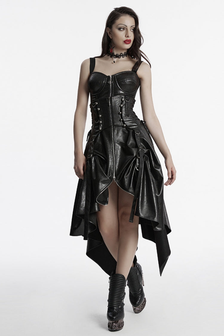 Black Lace-Up Straps Women's Punk Underbust Corset - Product - 4