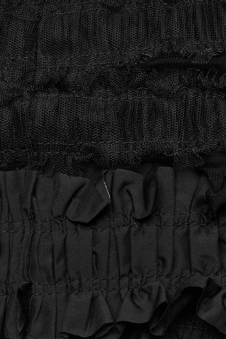 Black Ruffle Mesh Women's Gothic Skirt with Belts - Product - 7