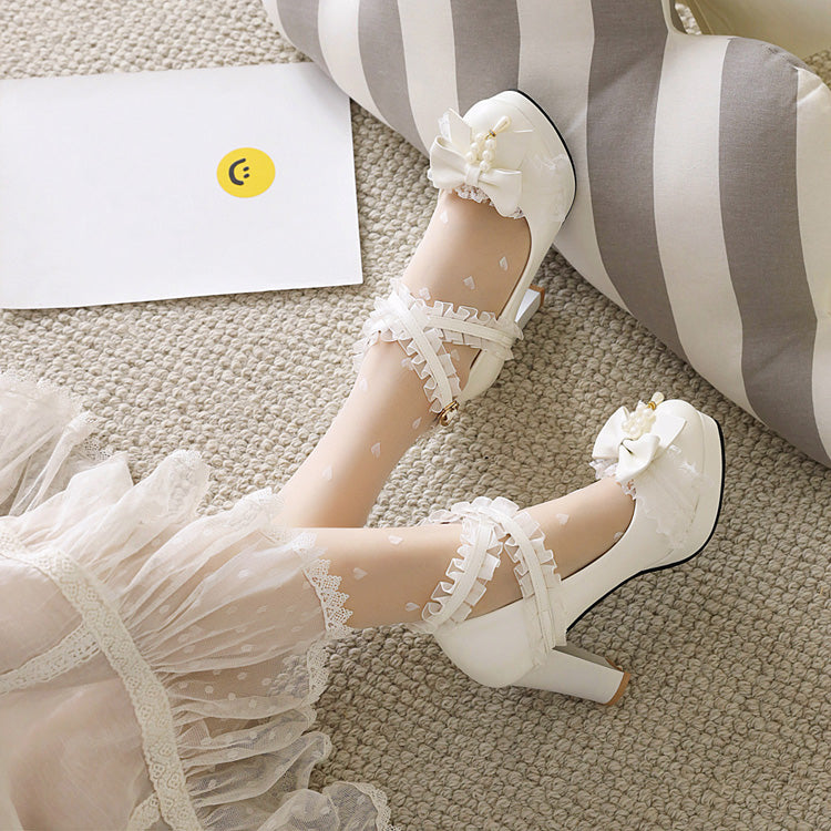 Sweet Lace Bowknot Princess Lolita Shoes 5 Colors - Product - 8