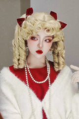 Golden Roman [Elizabeth] Sweet Vintage Elegant Lolita Curl Twin-Tail Wig - Product - 5