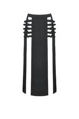 Black Buckled Zippered Women's Punk Side Slit Long Skirt - Product - 3