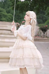 Star Gauze Romance Multi-layer Ruffle Bowknot Sweet Elegant Princess Lolita Jsk Dress 2 Colors - Product - 7
