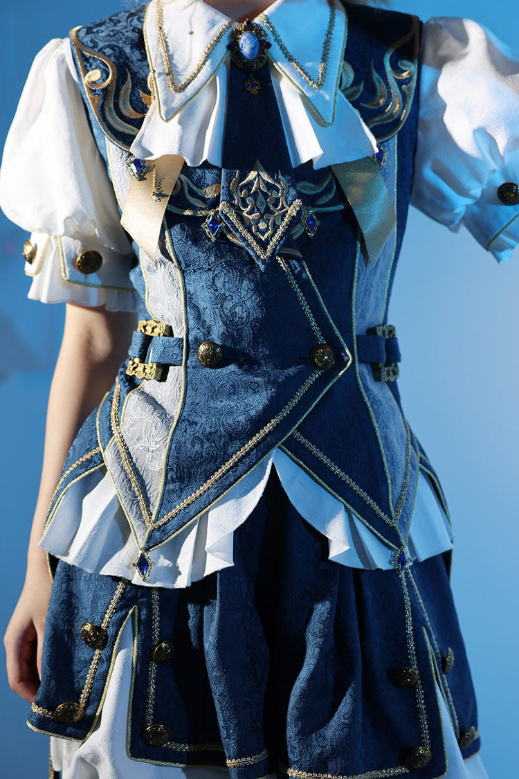 Blue [Contract Magic] Medieval Embroidery Classic Prince Handsome Ouji Lolita Coat - Product - 12