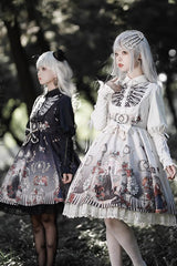 Dark Fairy Tale Print Ruffle Bowknot Gothic Lolita Jsk Dress 2 Colors - Product - 7