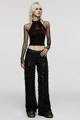 Sleeveless Spider Print Hollow Stitching Ripped Women's Steampunk Vest 3 Colors - Product - 20