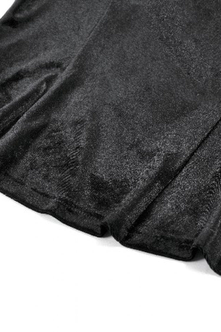 Black Multi-Layered Long Flare Sleeves Embroidered Sheer Mesh Splice Velvet Women's Gothic Top - Product - 16