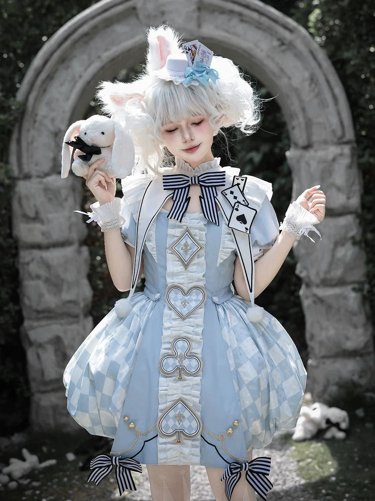 Alice blue fantasy Lolita dress full outfit view