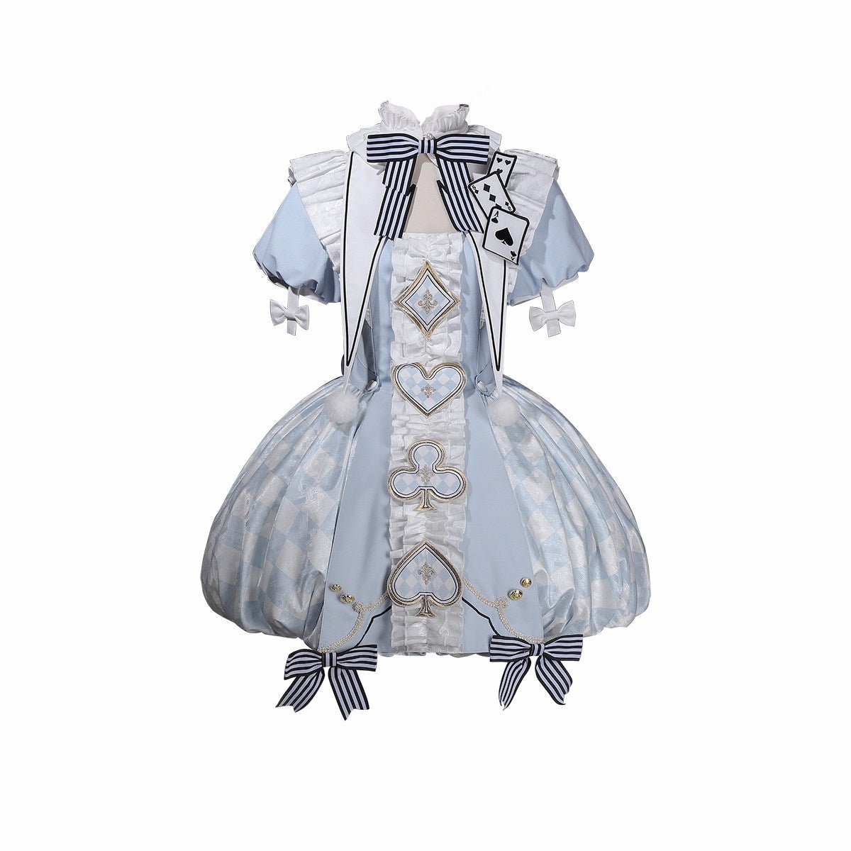 Alice blue playing card Lolita dress with matching neckwear