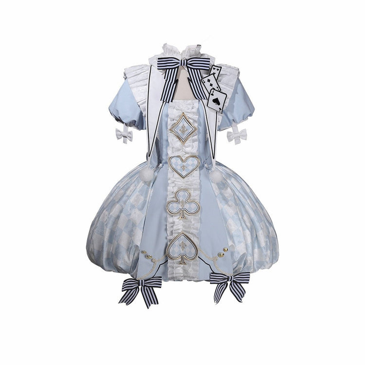 Alice blue playing card Lolita dress with matching neckwear