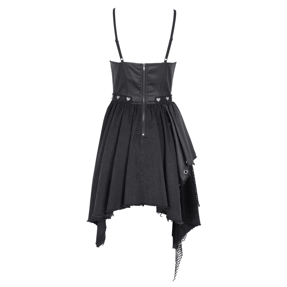Allure Goth Layered Asymmetric Dress with Lace Detail - image 4