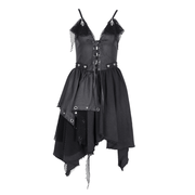 Allure Goth Layered Asymmetric Dress with Lace Detail - image 3