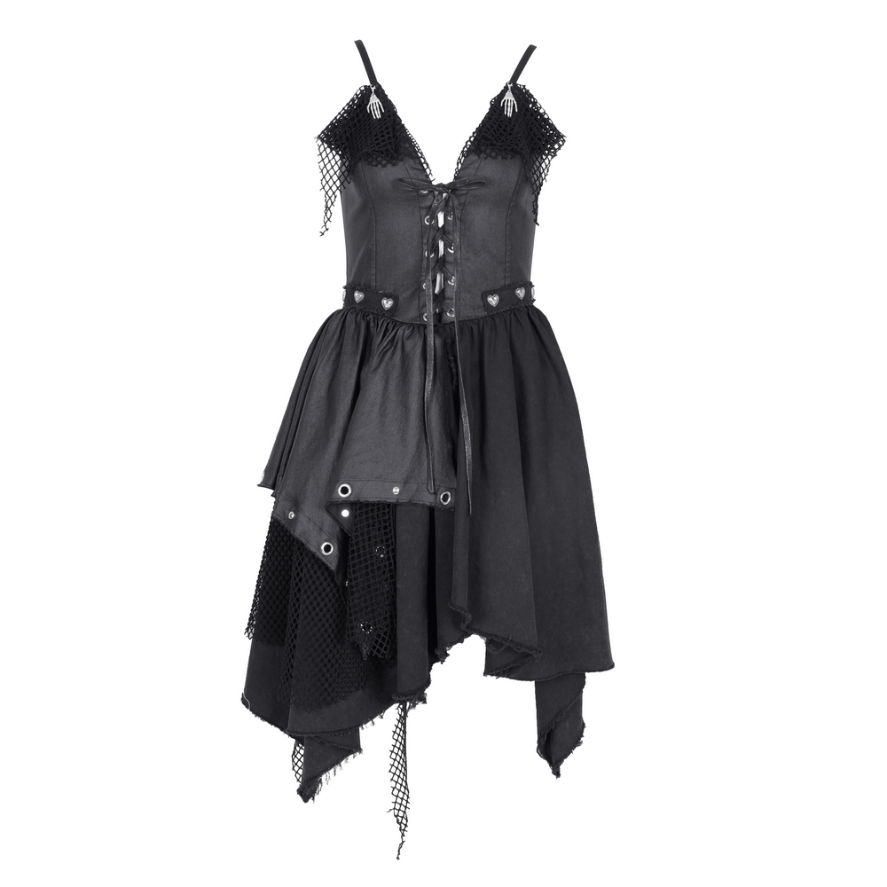 Allure Goth Layered Asymmetric Dress with Lace Detail - image 3