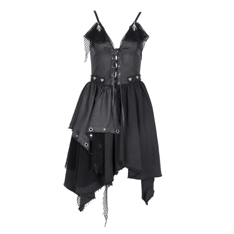 Allure Goth Layered Asymmetric Dress with Lace Detail - image 3