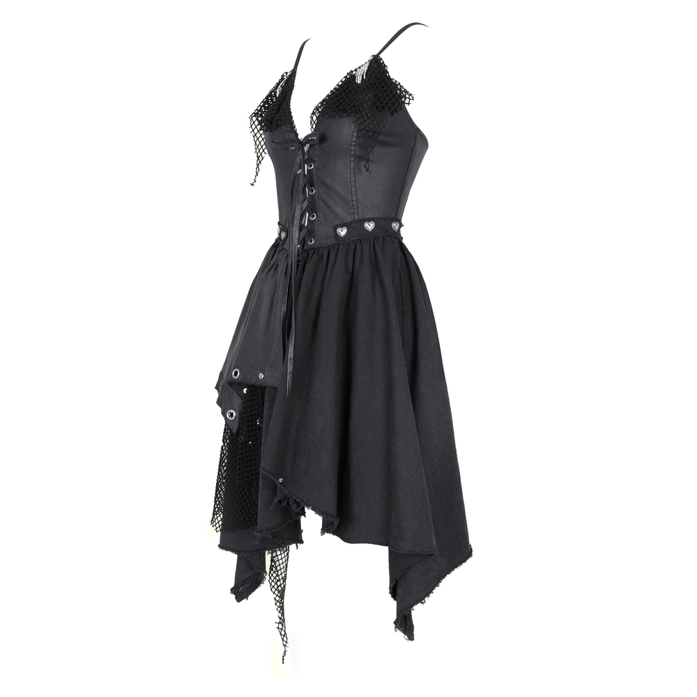 Allure Goth Layered Asymmetric Dress with Lace Detail - image 6