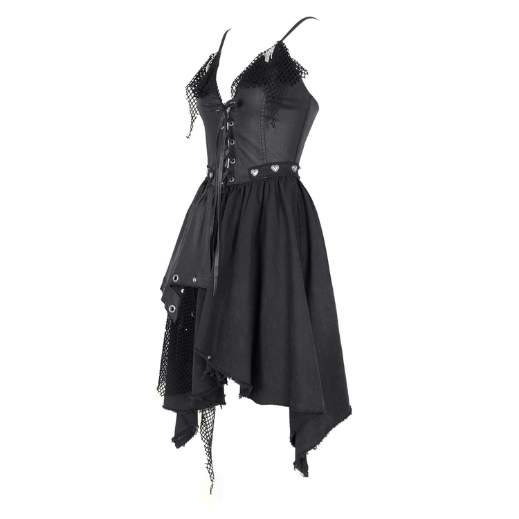 Allure Goth Layered Asymmetric Dress with Lace Detail - image 6