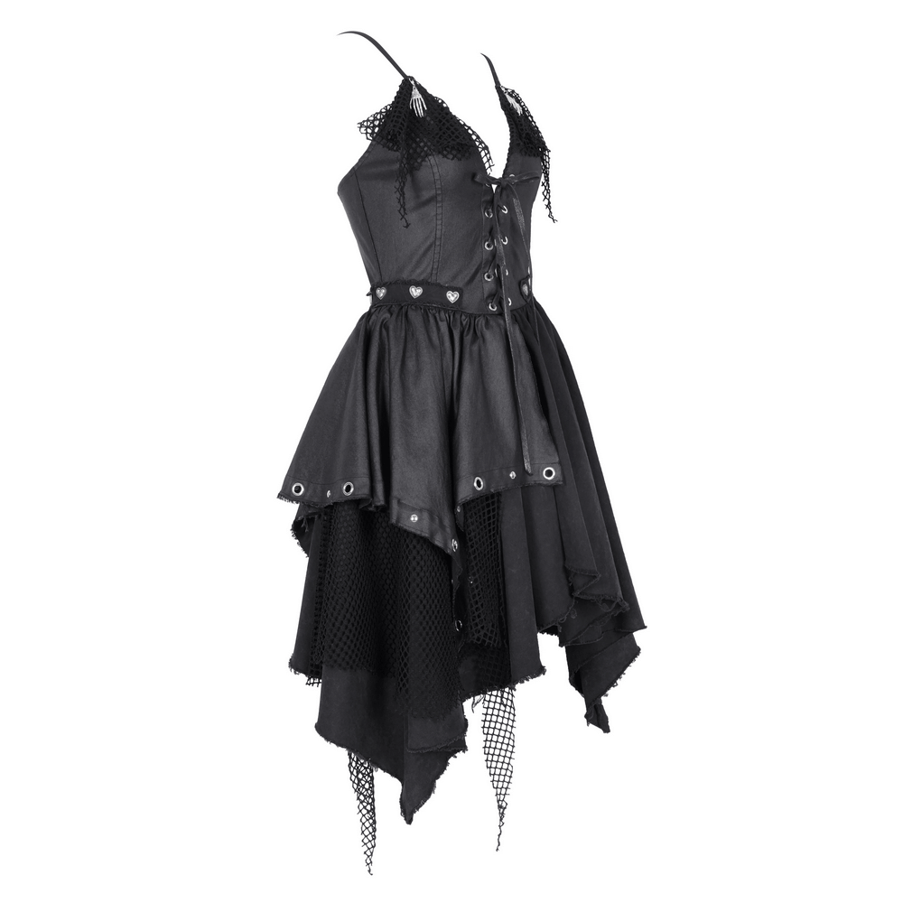 Allure Goth Layered Asymmetric Dress with Lace Detail - image 5