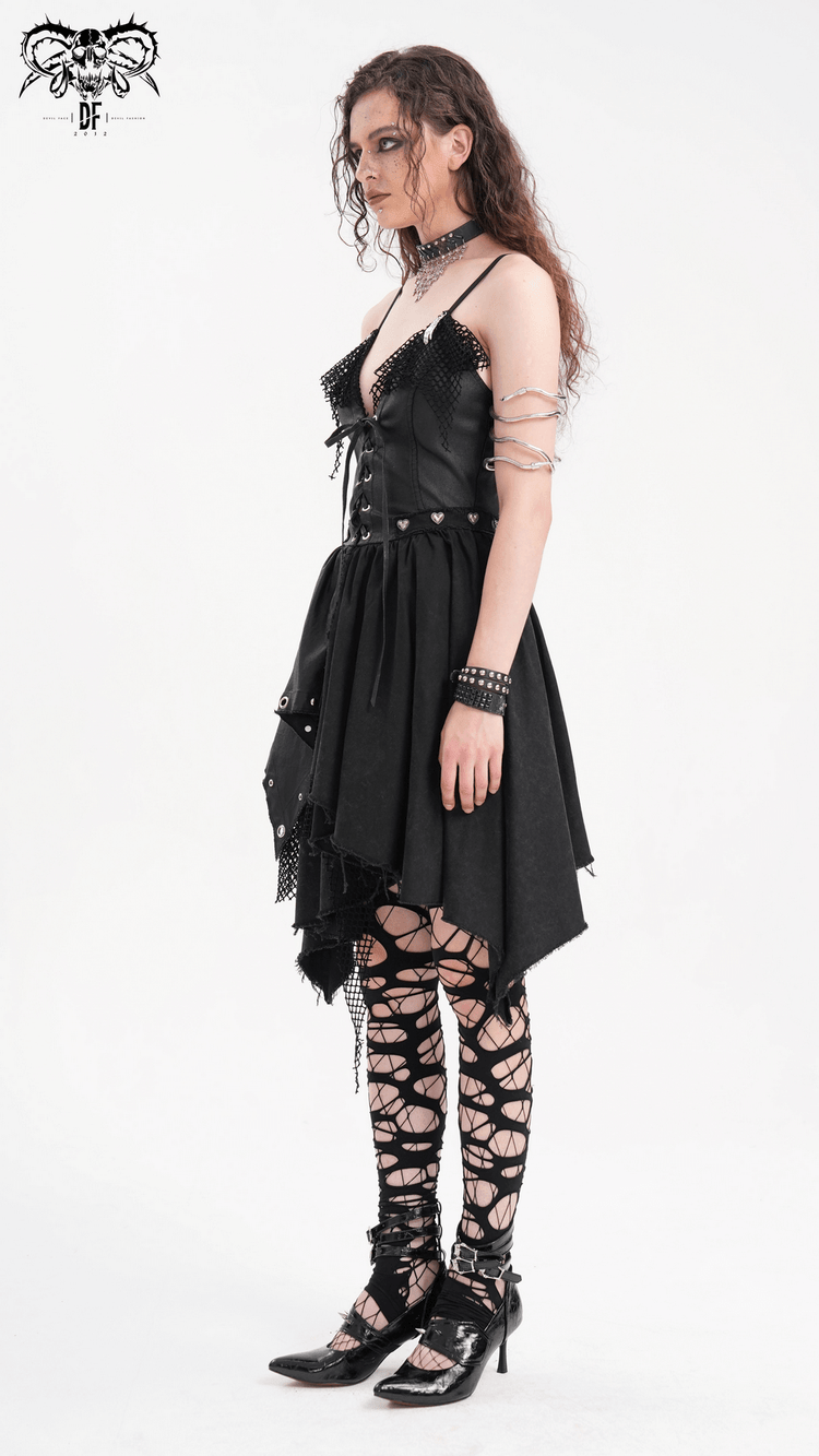 Allure Goth Layered Asymmetric Dress with Lace Detail - image 16