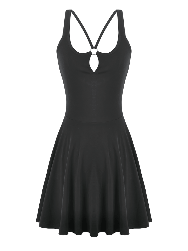 Alternative Halter Mini Dress with Cross Strap Neckline - image 4