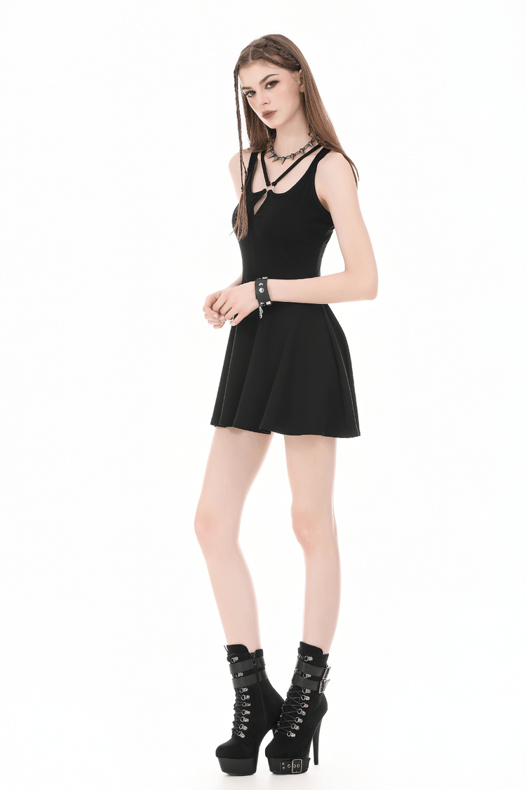 Alternative Halter Mini Dress with Cross Strap Neckline - image 12