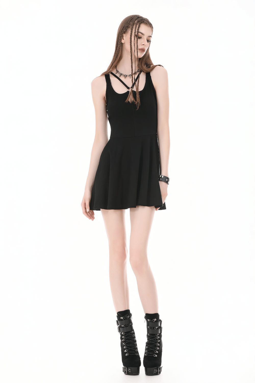 Alternative Halter Mini Dress with Cross Strap Neckline - image 13