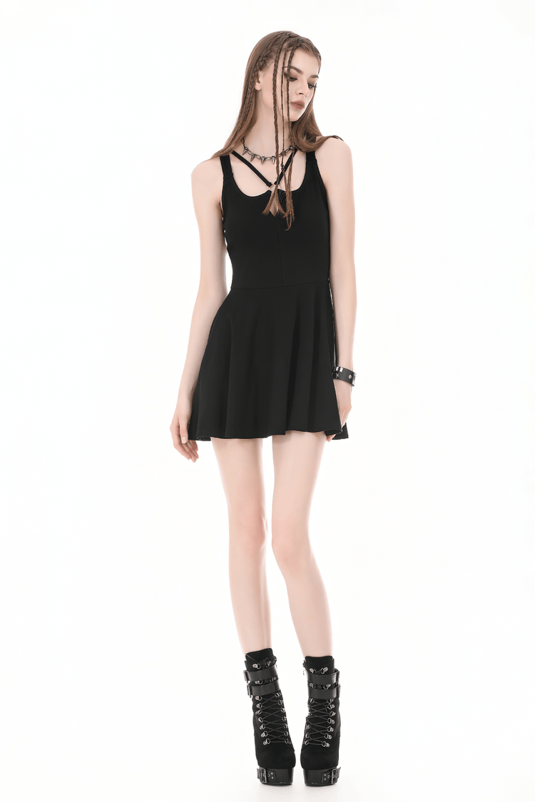Alternative Halter Mini Dress with Cross Strap Neckline - image 13