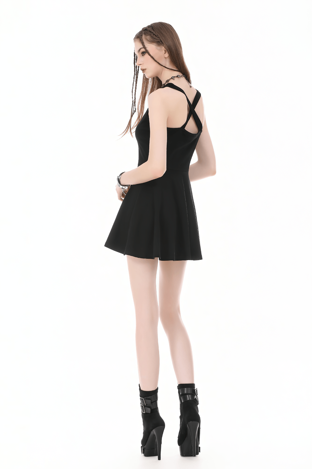 Alternative Halter Mini Dress with Cross Strap Neckline - image 15
