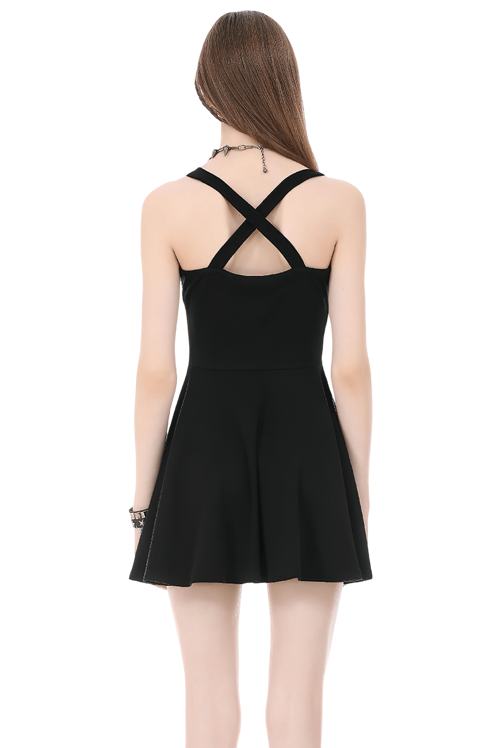 Alternative Halter Mini Dress with Cross Strap Neckline - image 2