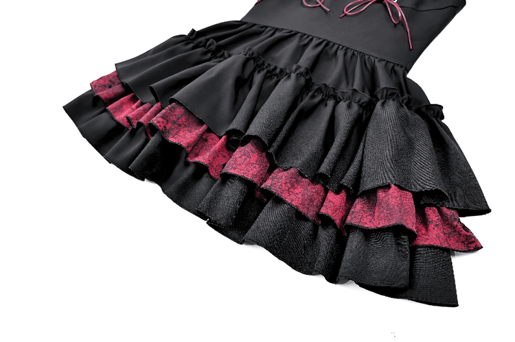 Alternative Lace-Up Ruffle Mini Dress with Bat Straps - image 8