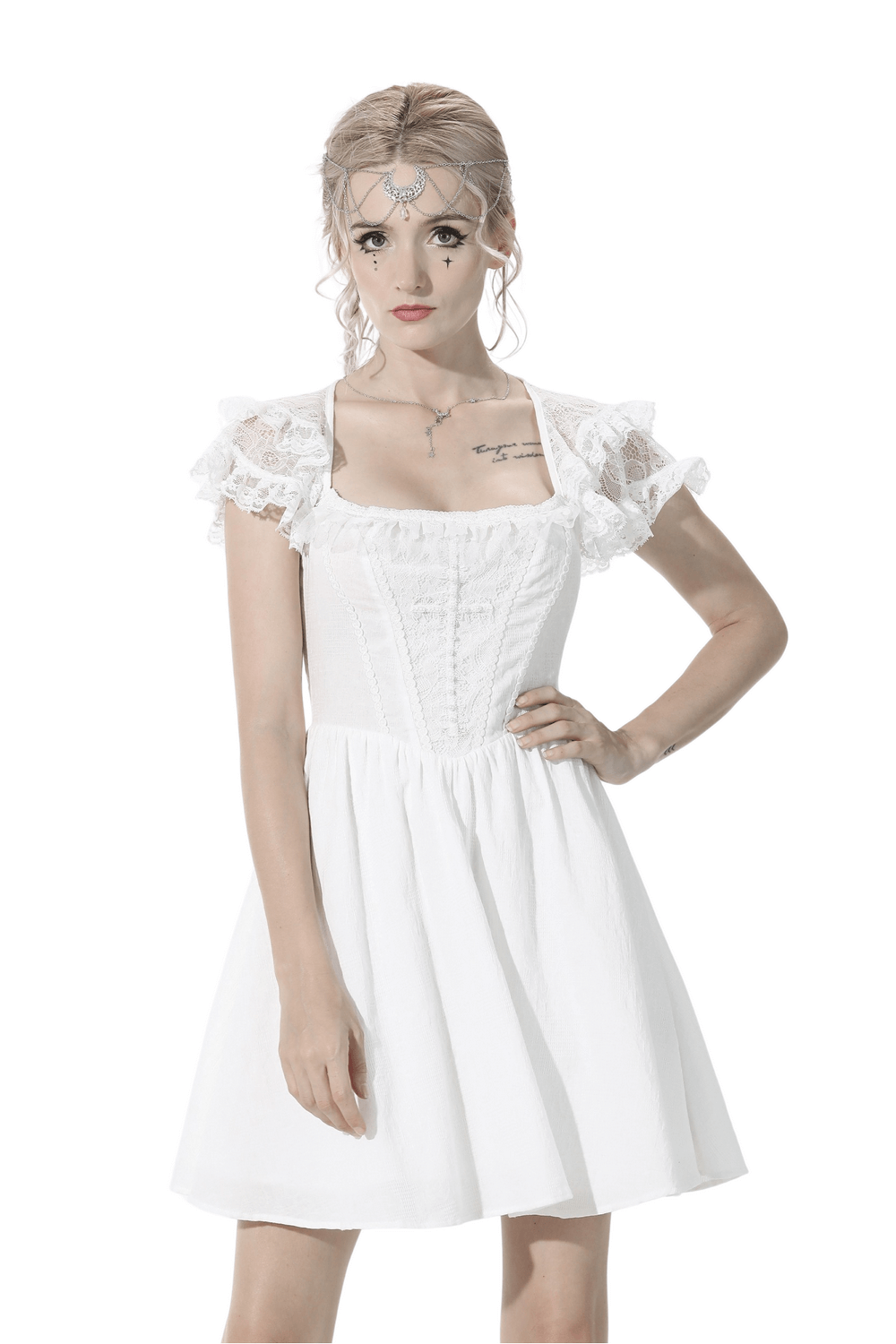 Angelic Women's Mini Dress with Lace and Beading - image 1