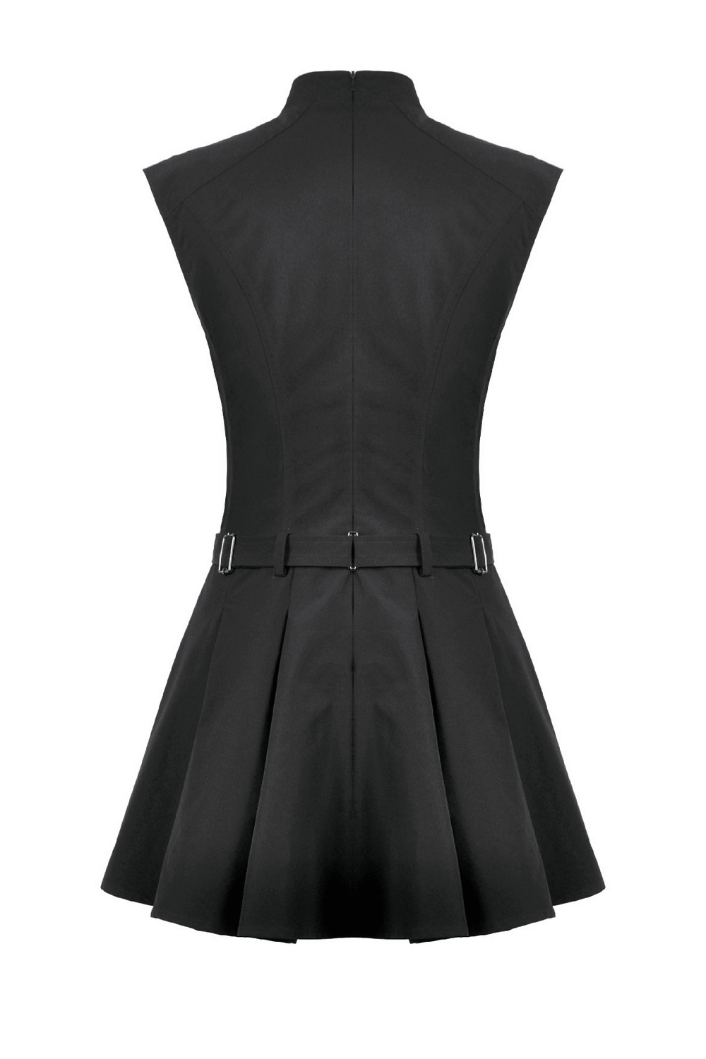 Asymmetric Gothic Studded Dress with Belt and Zipper - image 5
