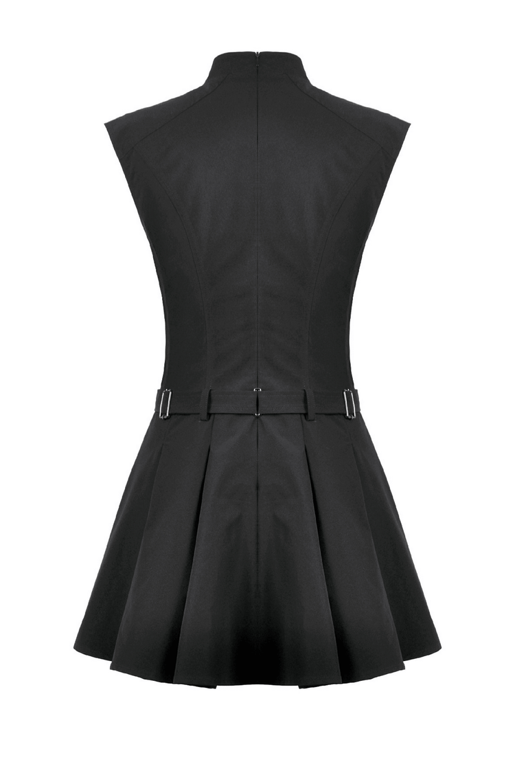 Asymmetric Gothic Studded Dress with Belt and Zipper - image 5