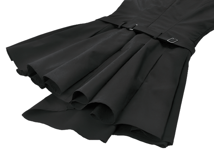 Asymmetric Gothic Studded Dress with Belt and Zipper - image 9