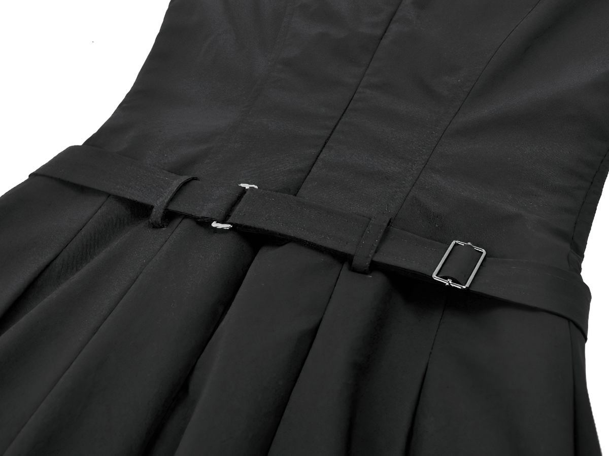 Asymmetric Gothic Studded Dress with Belt and Zipper - image 10
