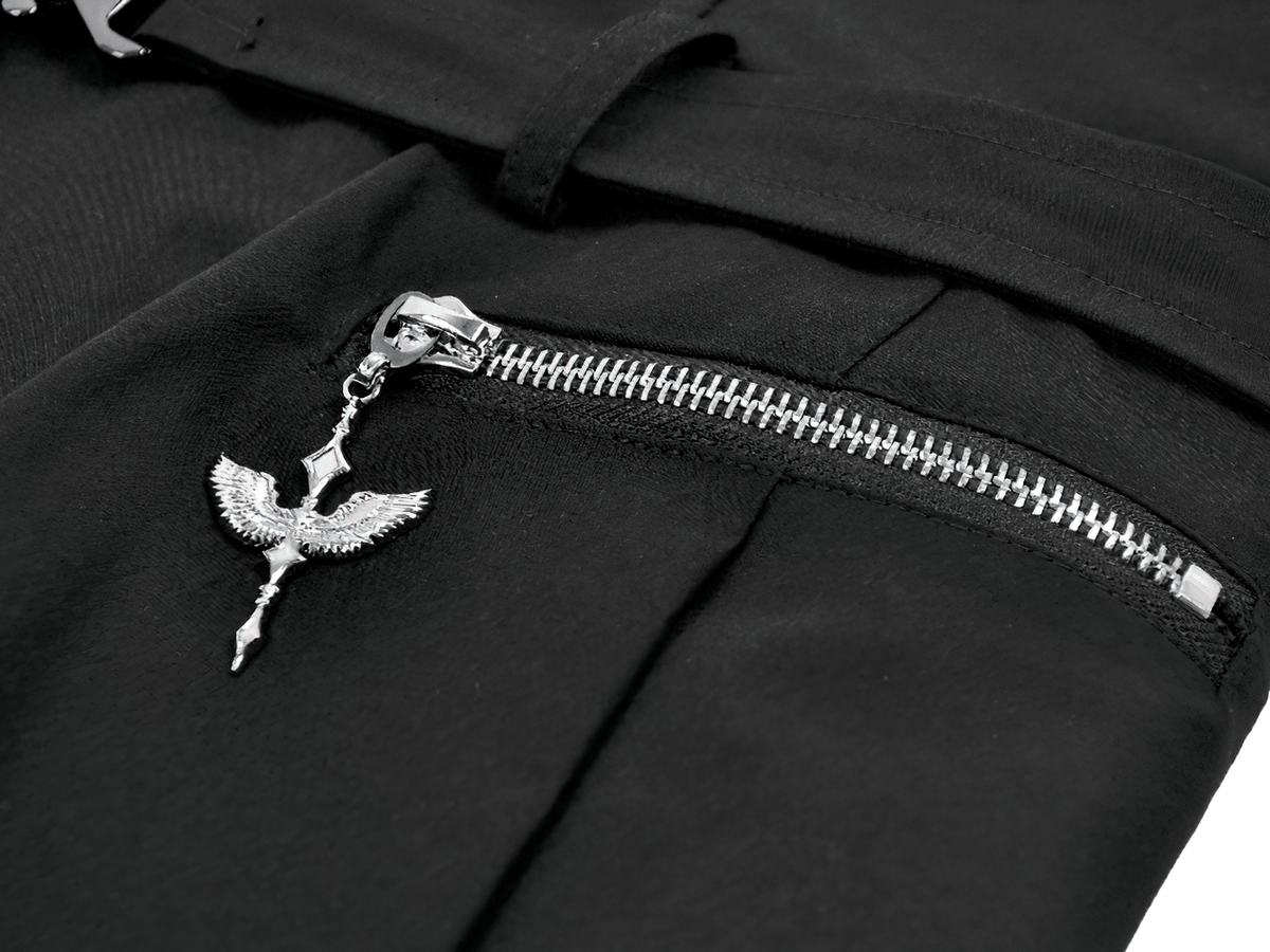 Asymmetric Gothic Studded Dress with Belt and Zipper - image 11
