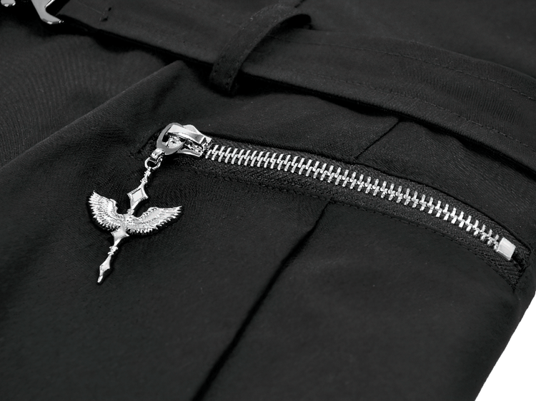 Asymmetric Gothic Studded Dress with Belt and Zipper - image 11